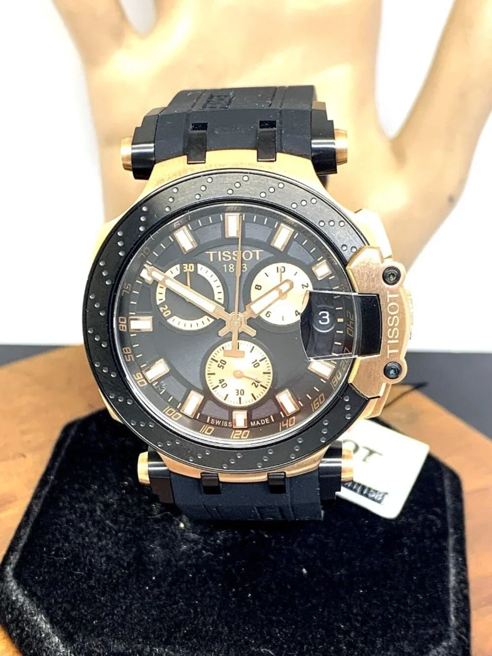 Tissot Mens Watch T-Race Chronograph Swiss Quartz Rose Gold Black T1154173705100